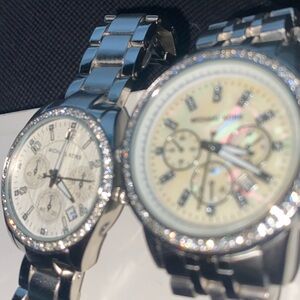 Silver and Cream Watches with Crystal Details